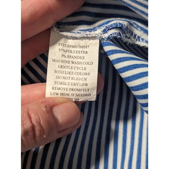 Notations Women's Blue & White Stripe Button Down Blouse Classic Preppy sz XL - Picture 11 of 12